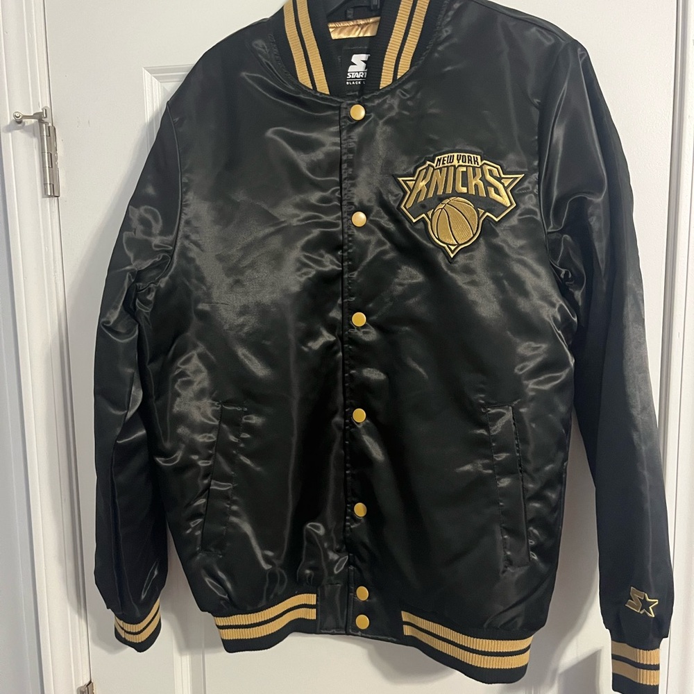 STARTER Black and Gold Varsity Bomber Jacket
